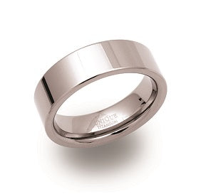 Titanium Polished Flat Ring, 7mm