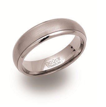 Titanium Brushed/Polished Court Ring, 6mm