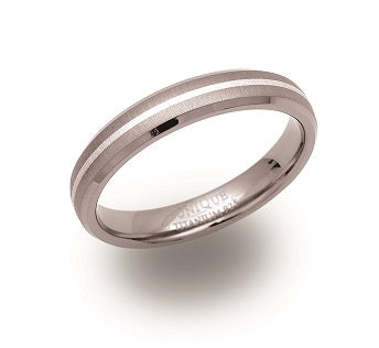 Titanium Silver Inlay Ring, 4mm
