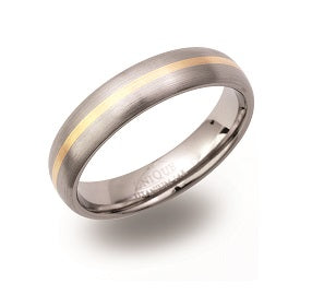 Titanium Yellow Gold Inlay Ring, 5mm