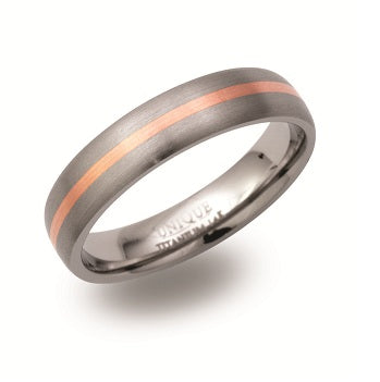 Titanium Rose Gold Inlay Ring, 5mm