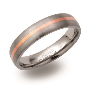 Titanium Rose Gold Inlay Ring, 5mm