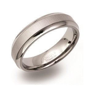 Titanium Brushed/Polished Ring, 6mm