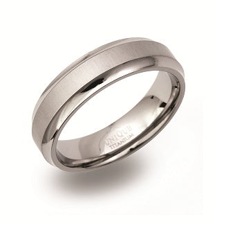Titanium Brushed/Polished Ring, 6mm