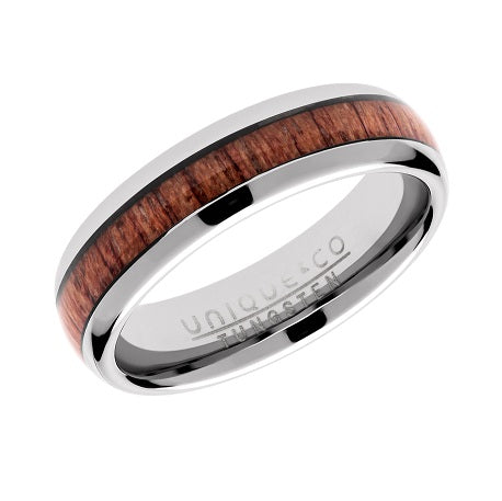 Tungsten Wood Inlay Ring
