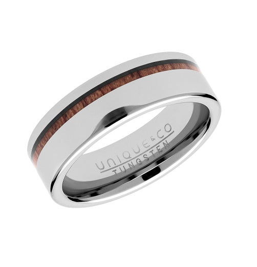 Tungsten Wood Inlay Ring