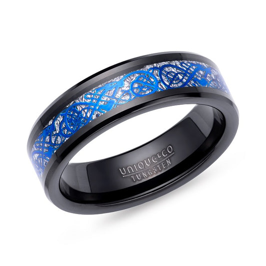 Tungsten Meteorite Paper Inlay Ring