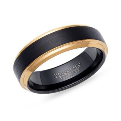 Tungsten Black and Gold IP Ring