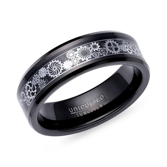Tungsten Carbon Fibre Inlay Ring