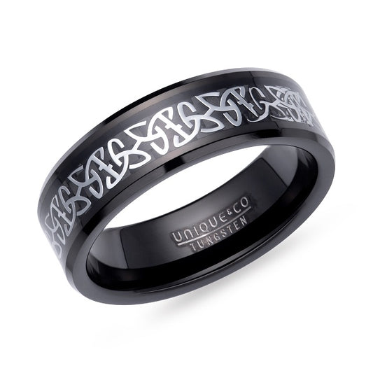 Tungsten Carbon Fibre Inlay Ring