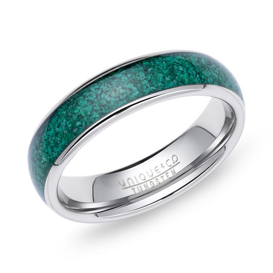 Tungsten Malachite Inlay Ring