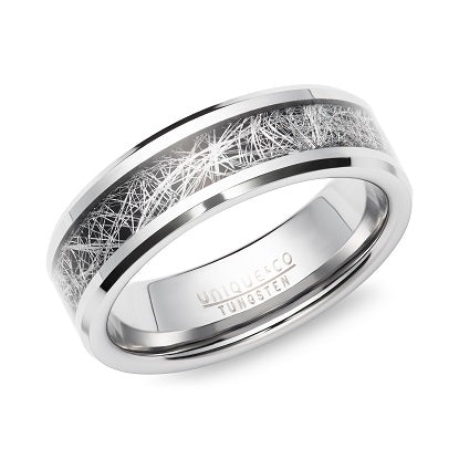 Tungsten Meteorite Inlay Ring