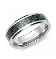 Tungsten Green Carbon Fibre Inlay Ring