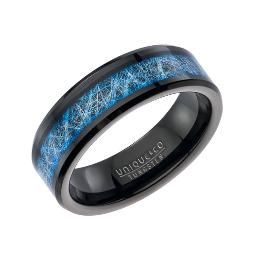 Tungsten Blue Meteorite Ring