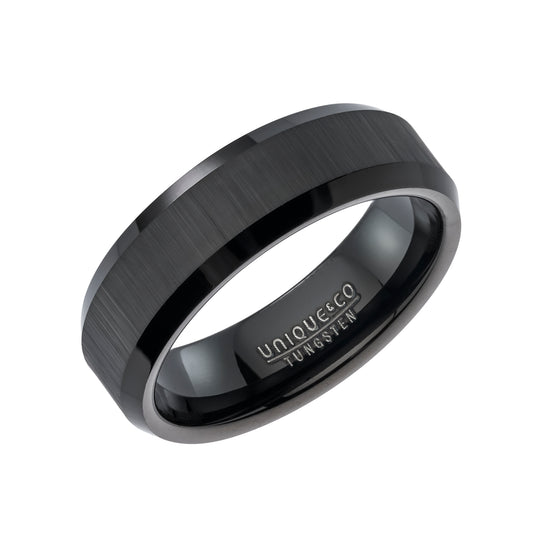 Tungsten Black Matte and Polished Ring
