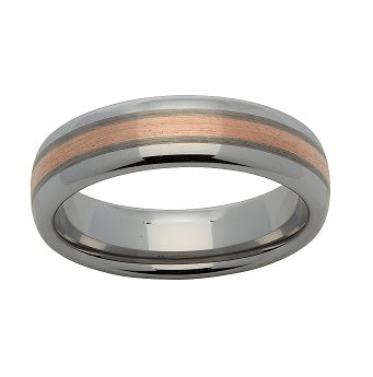 Tungsten Rose Gold Inlay Ring