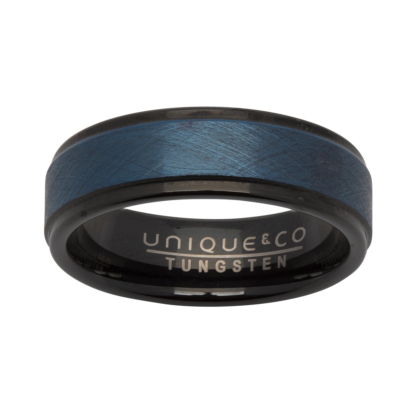 Tungsten Black and Blue IP Ring