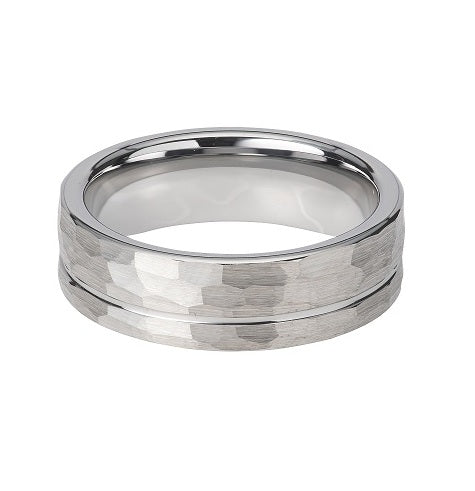 Tungsten Hammered Ring