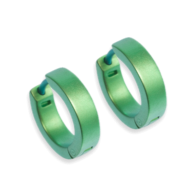Titanium Hinged Hoops - Green 12mm