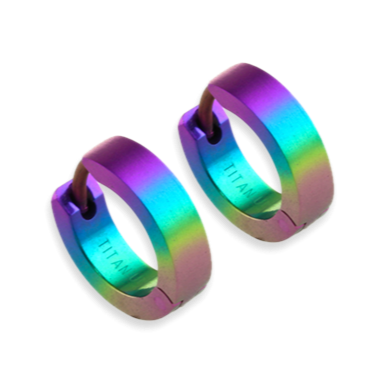 Titanium Hinged Hoops - Rainbow 12mm