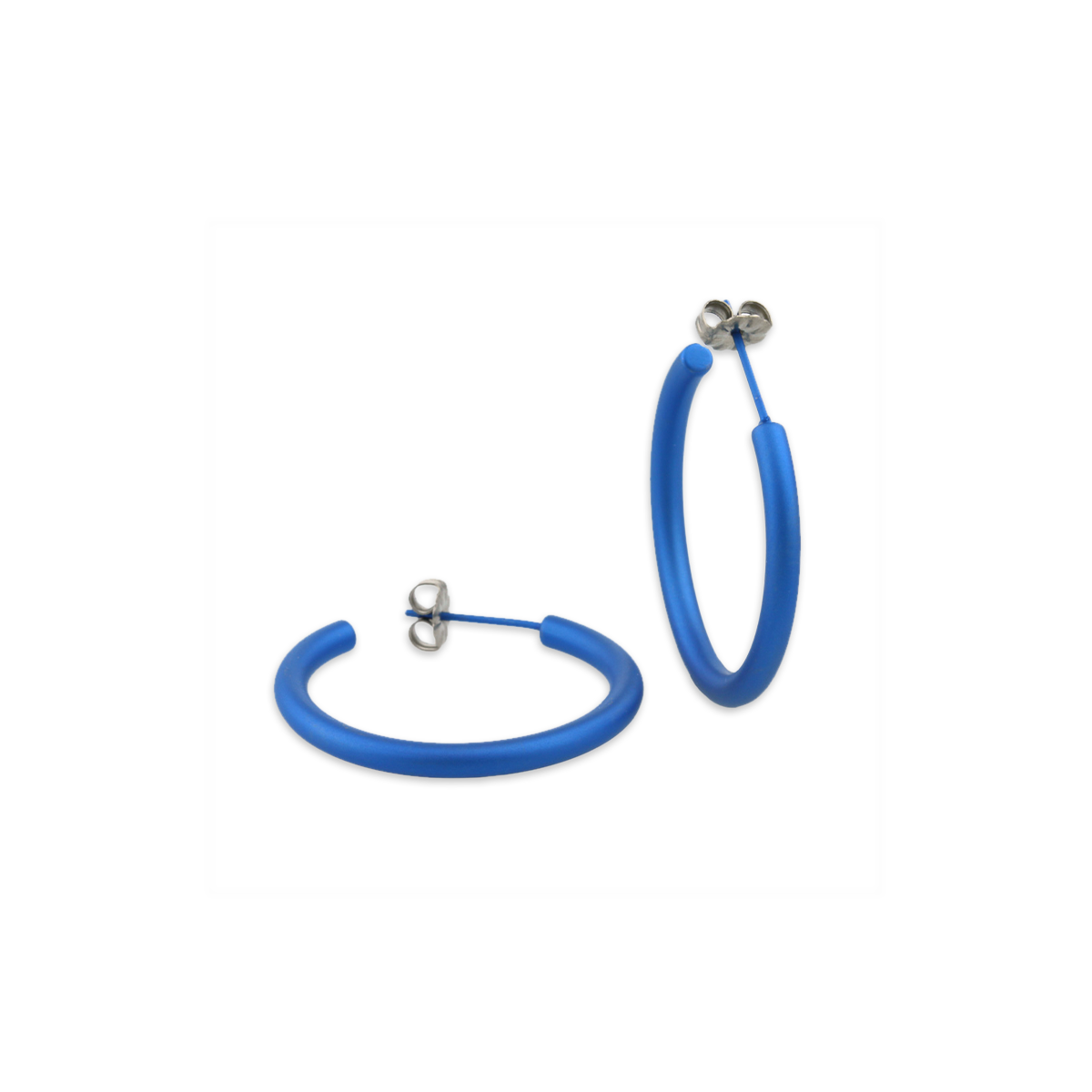 Titanium Hoops - 25mm Blue