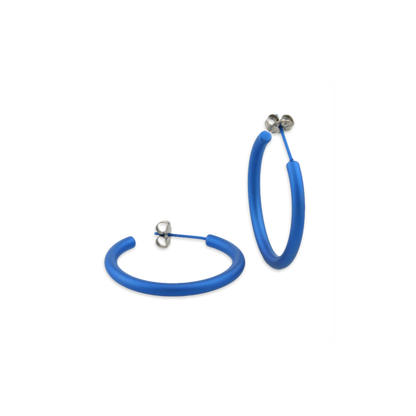 Titanium Hoops - 25mm Blue
