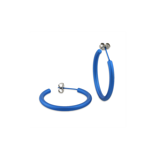 Titanium Hoops - 25mm Blue