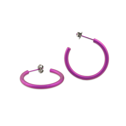 Titanium Hoops - 25mm Pink
