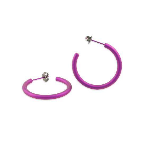 Titanium Hoops - 25mm Pink