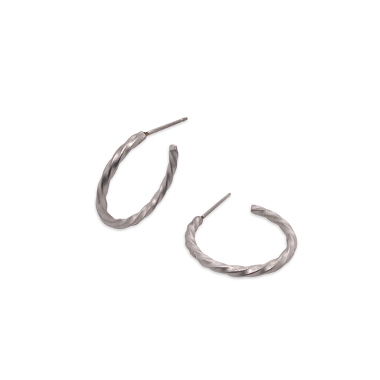 Titanium Small Twisted Hoops - Natural