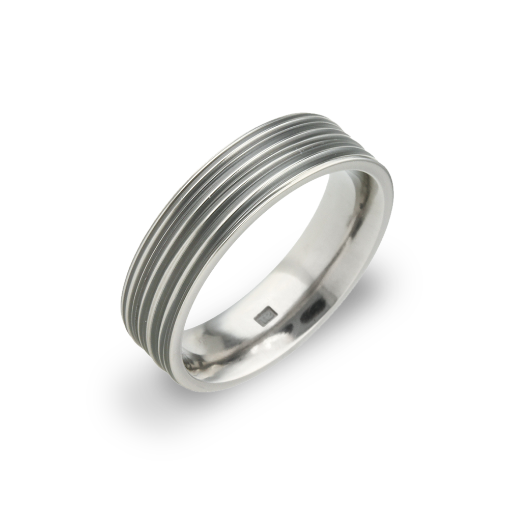 Titanium Random Groove Ring - Black 8mm