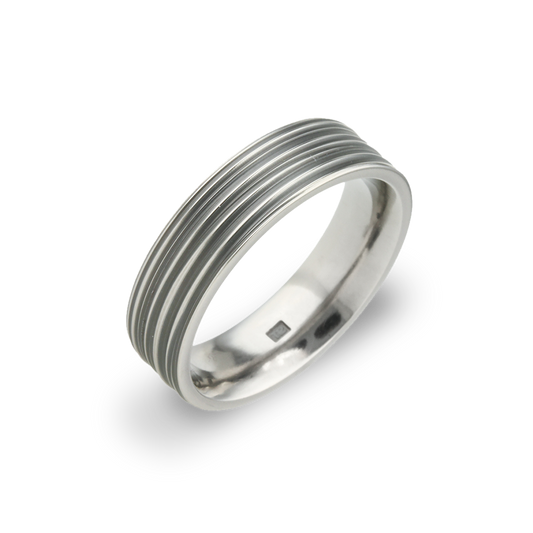 Titanium Random Groove Ring - Black 8mm