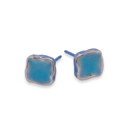 Titanium Square Studs - Kingfisher