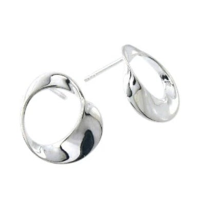 Open Twist Stud Earrings, Silver