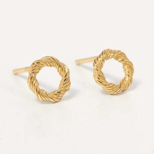 Twisted Circle Stud Earring, YGP