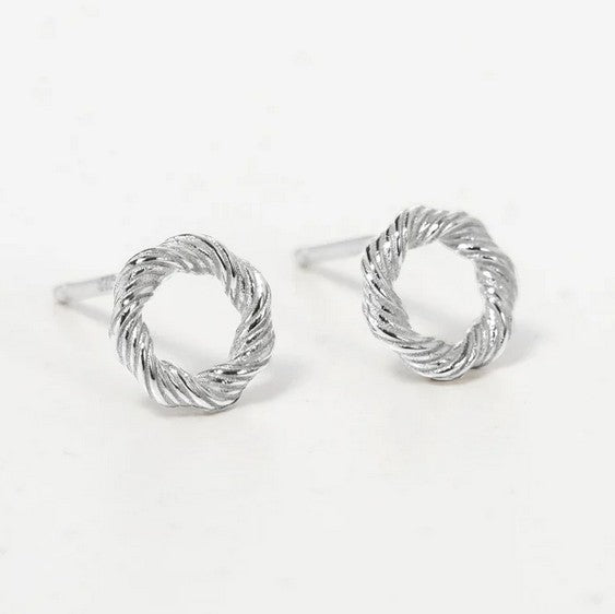 Twisted Circle Stud Earring, Silver