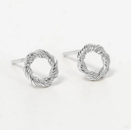 Twisted Circle Stud Earring, Silver