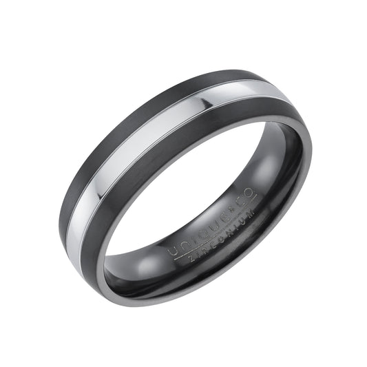 Black Zirconium Ring, Silver IP