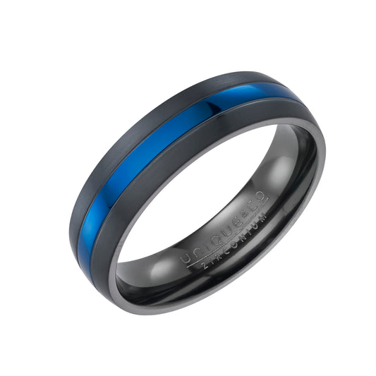 Black Zirconium Ring, Blue IP