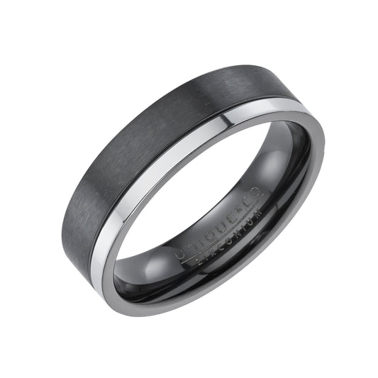 Black Zirconium Ring, Silver IP