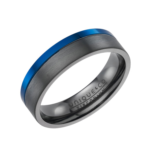 Black Zirconium Ring, Blue IP