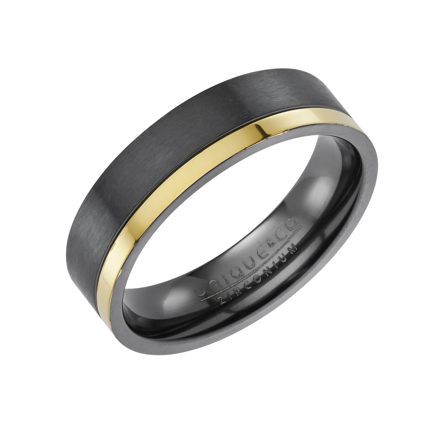 Black Zirconium Ring, Gold IP