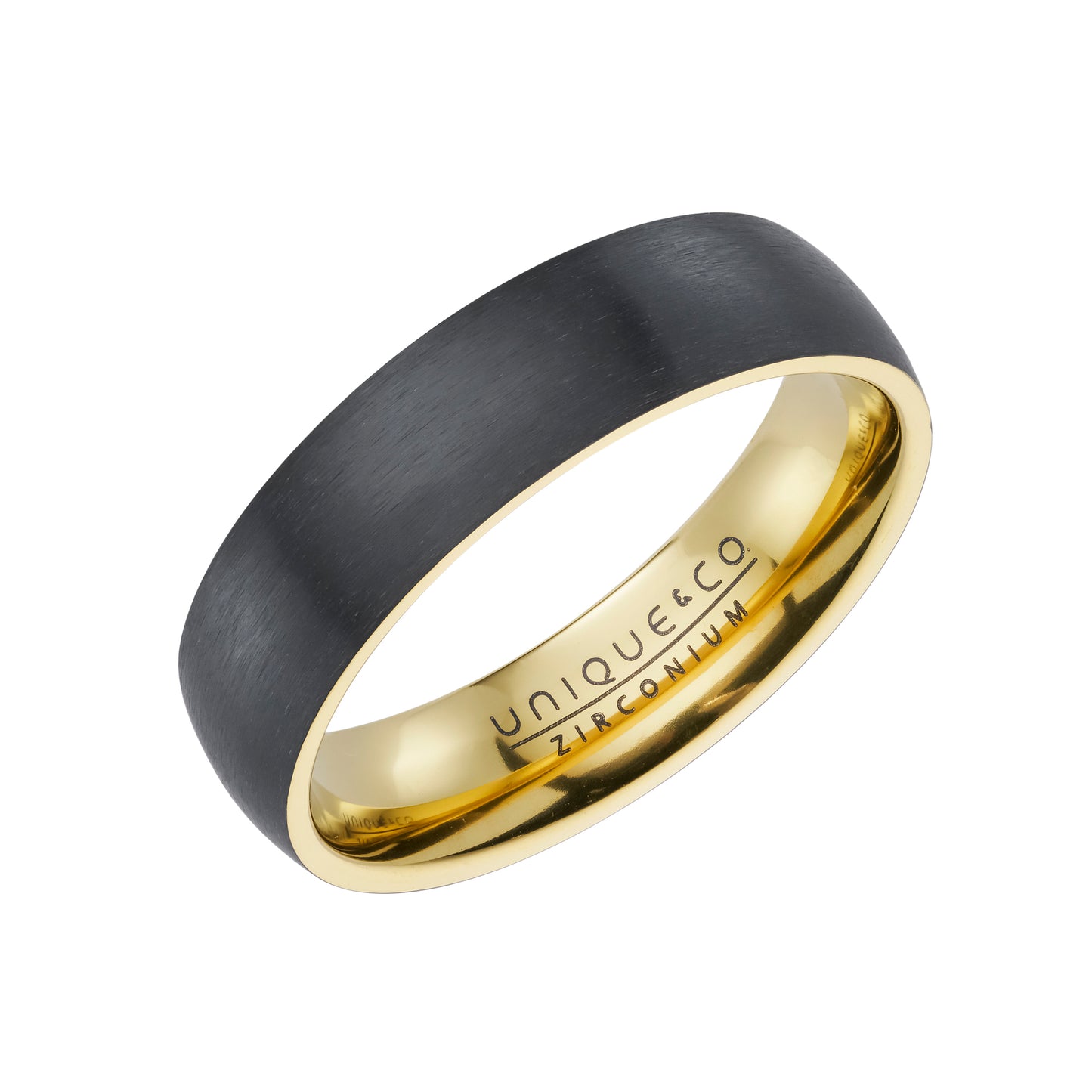 Black Zirconium Ring, Gold IP