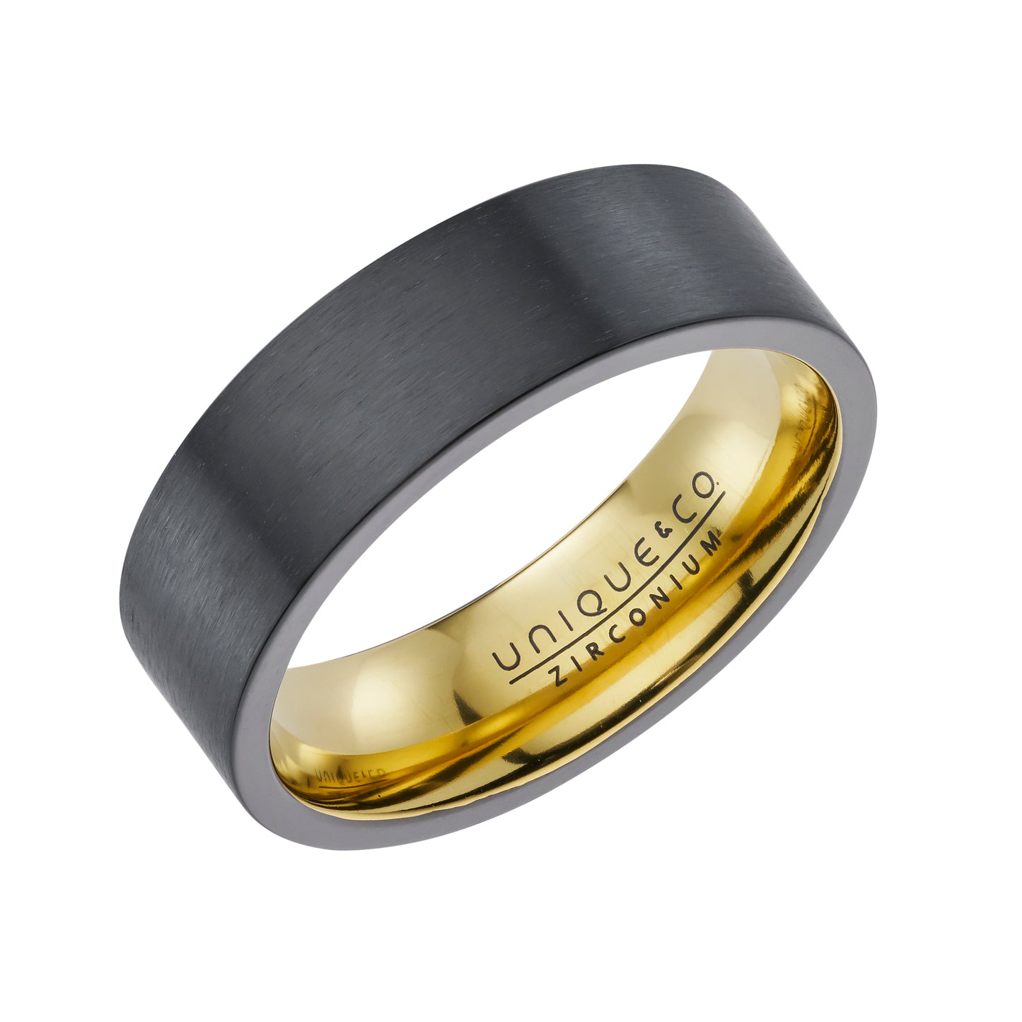 Black Zirconium Ring, Gold IP