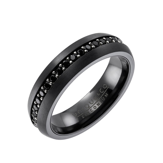 Black Zirconium Ring, Black CZ