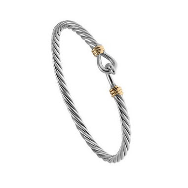 Silver Hook and Loop Bangle, Heavy