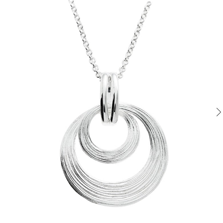 Crease Circle Pendant, Silver