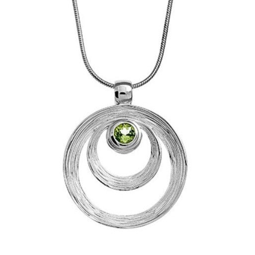 Crease Silver Circle Pendant, Peridot