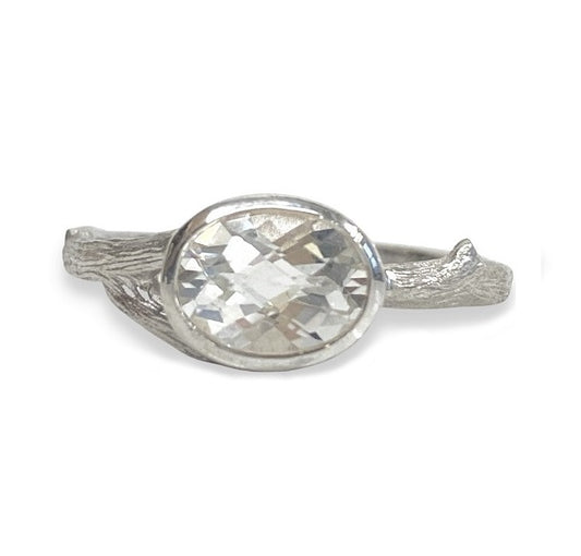 Silver And White Topaz Ring