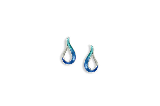 Blue Teardrop Studs, Silver
